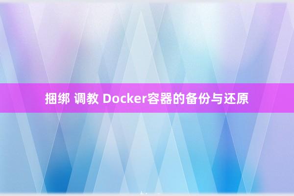 捆绑 调教 Docker容器的备份与还原