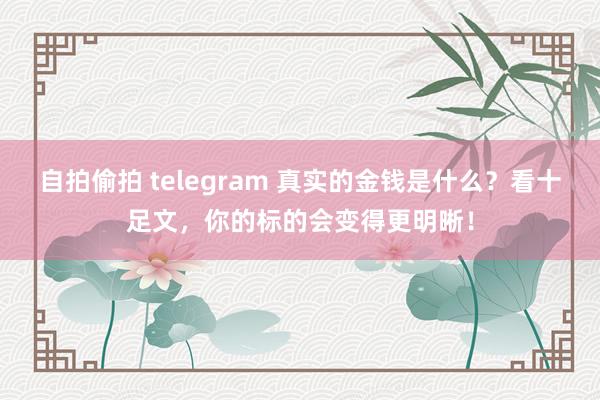自拍偷拍 telegram 真实的金钱是什么？看十足文，你的标的会变得更明晰！