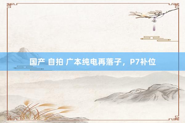 国产 自拍 广本纯电再落子，P7补位